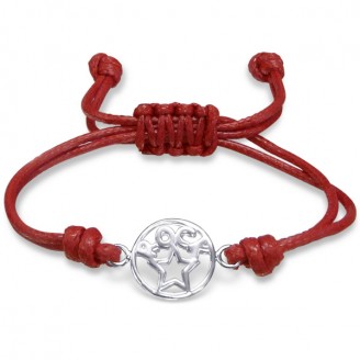 Náramek šňůrkový se stříbrným přívěskem "Rock" red. Ag 925/1000